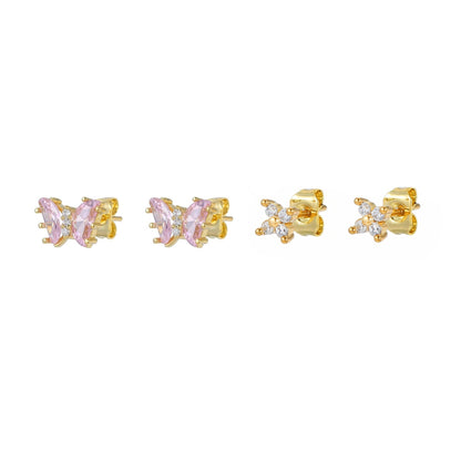 Simple Flower Butterfly Studs Copper Plating